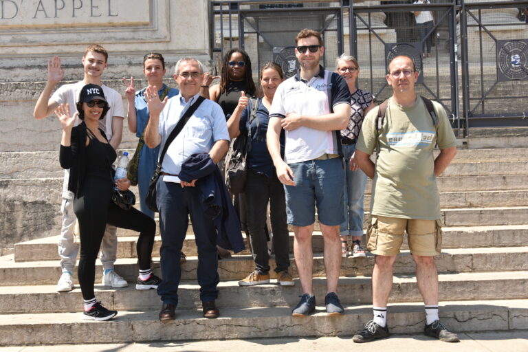 Team solving a riddle in the streets of Old Lyon